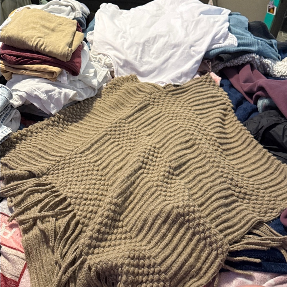 Anna & Ava Tan Knit pancho for fancy dressing